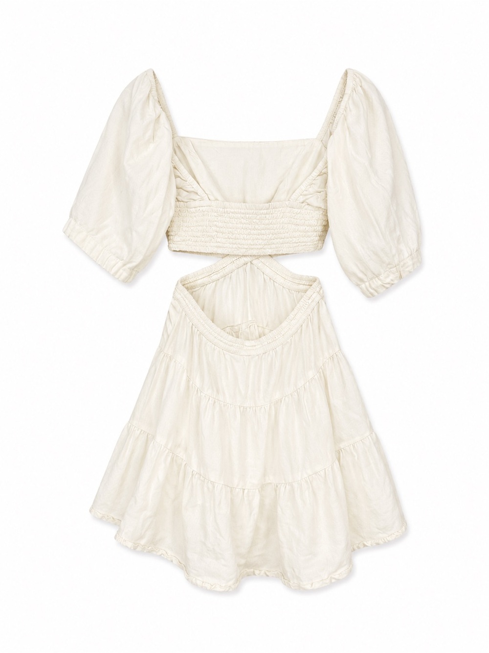 Free People Cross of Sunlight Mini Dress in ivory. - Picture 3 of 12